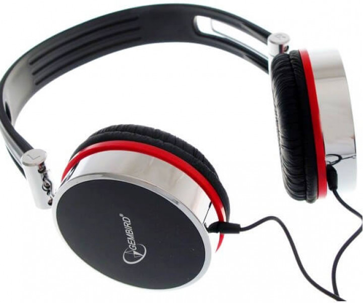 Наушники Gembird MHP-903 Black/Red, Mini jack (3.5 мм), накладные, кабель 1.5 м